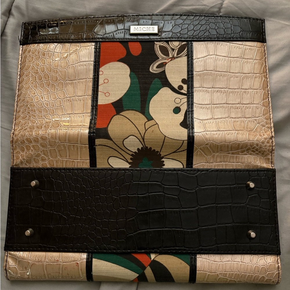 Miche Black and Cream Croc-Embossed classic shell.